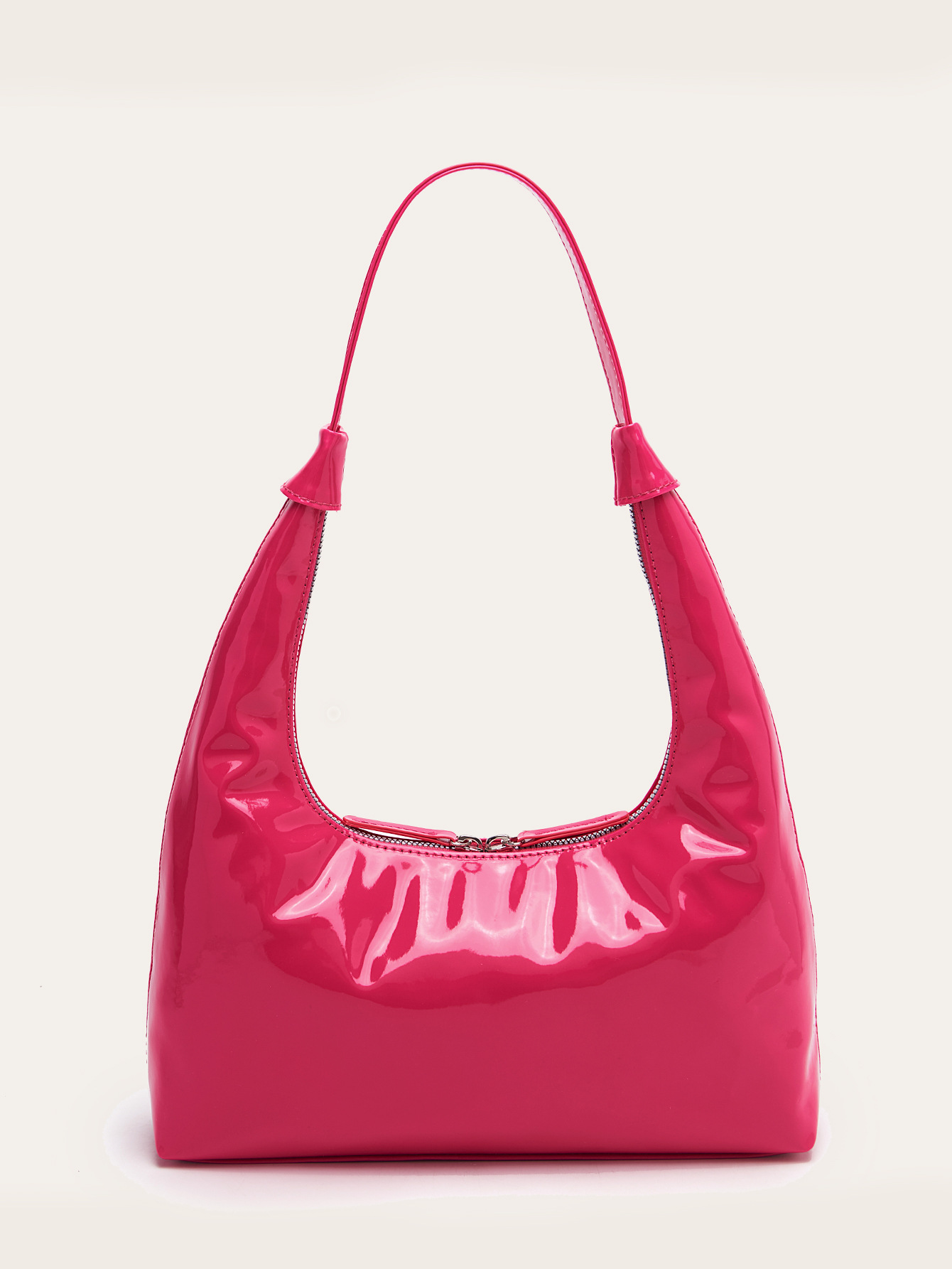 Retro Patent Leather Baguette Bag