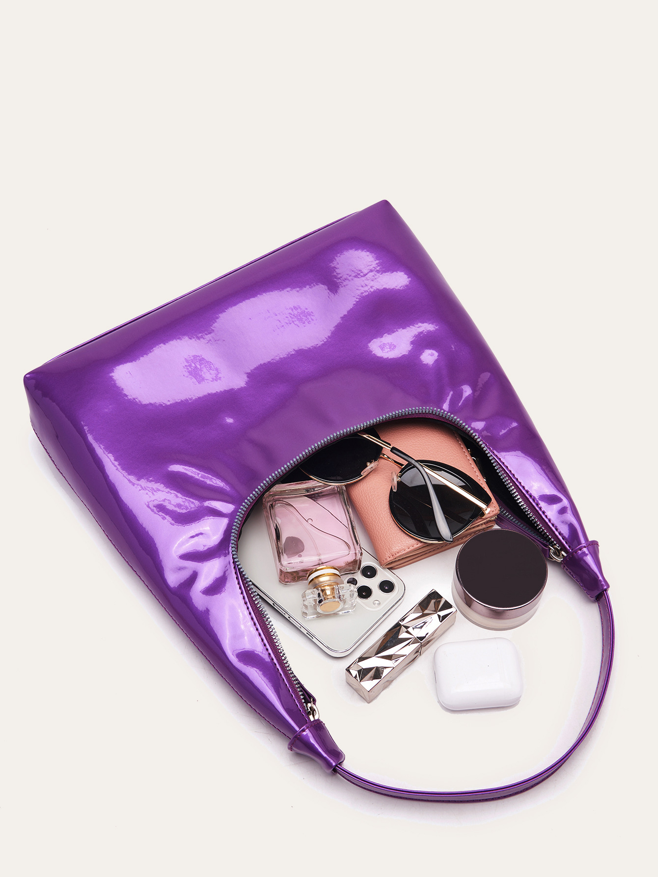 Retro Patent Leather Baguette Bag