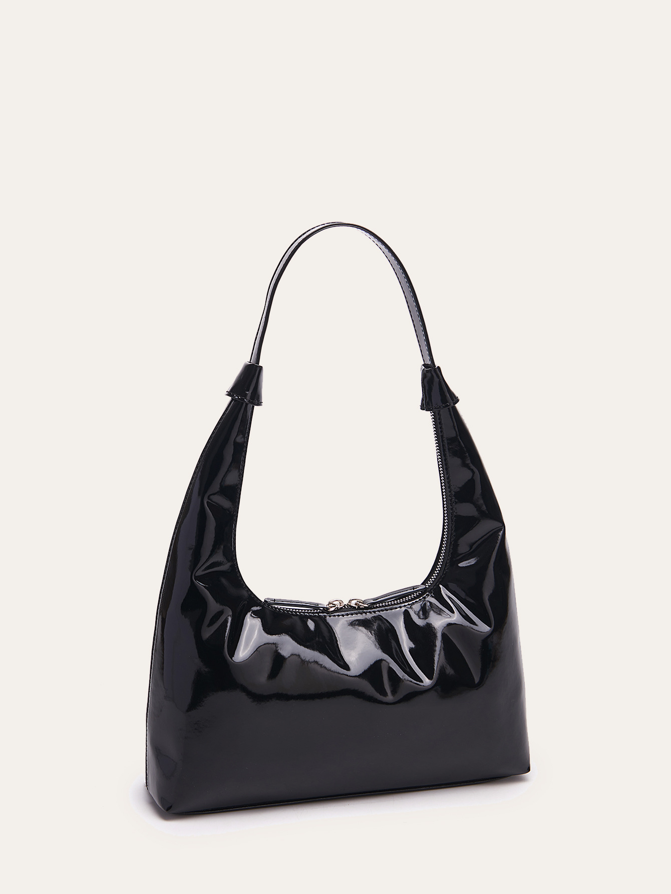 Retro Patent Leather Baguette Bag