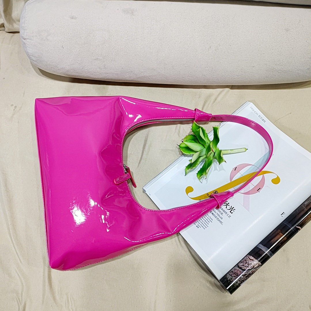 Retro Patent Leather Baguette Bag