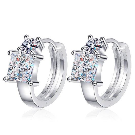 Square-Shaped Moissanite Hoop Earrings