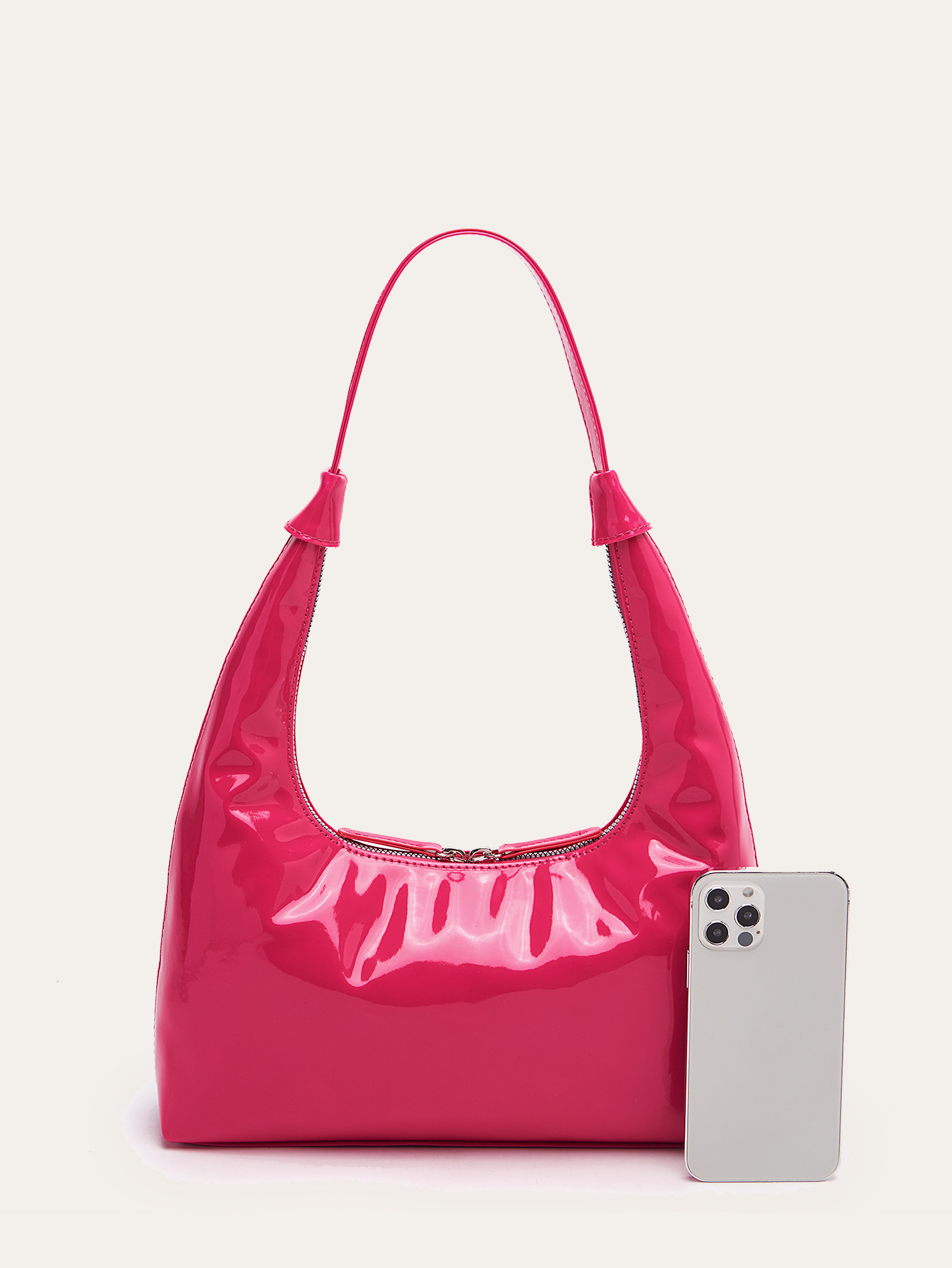Retro Patent Leather Baguette Bag