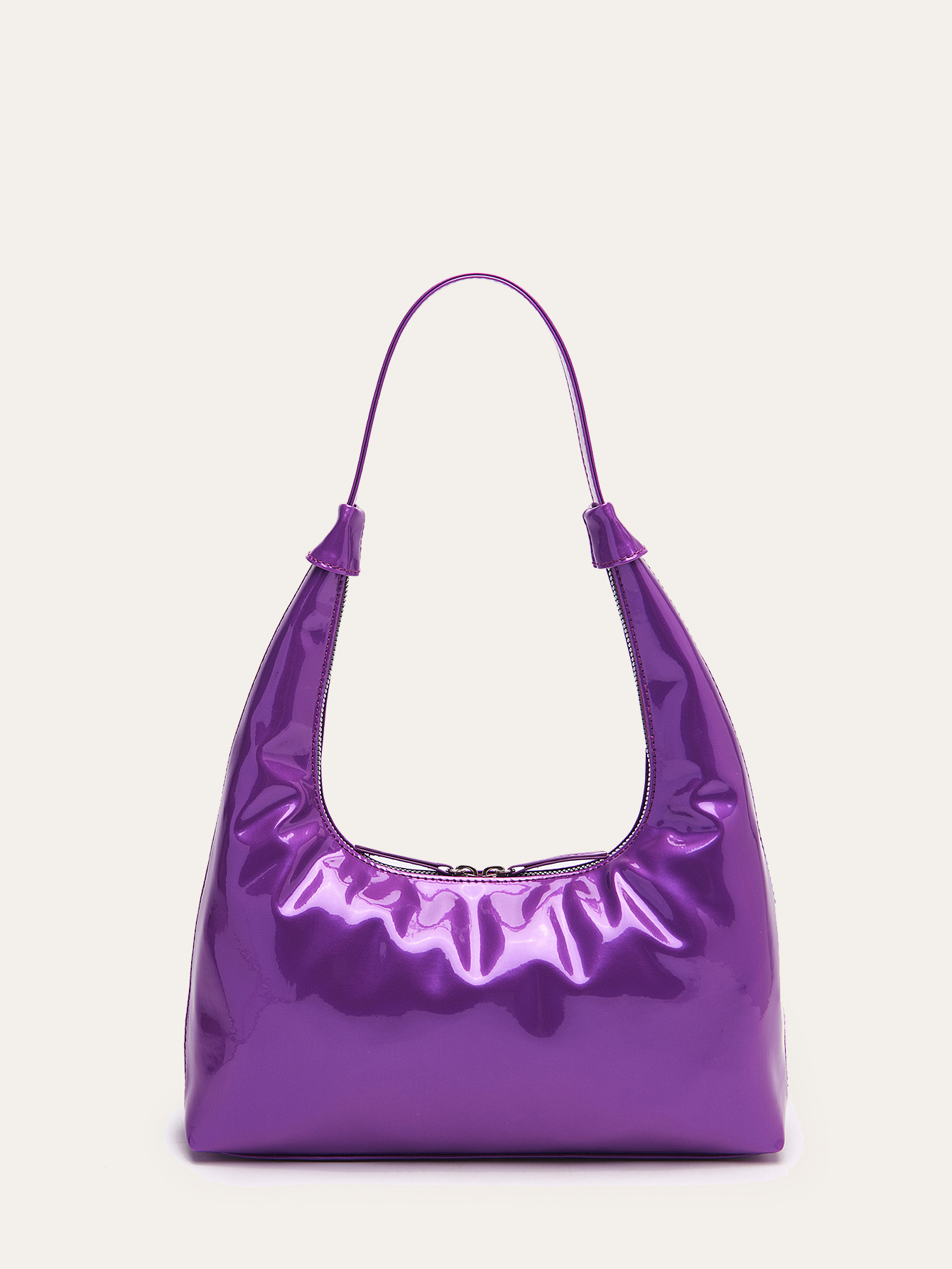 Retro Patent Leather Baguette Bag