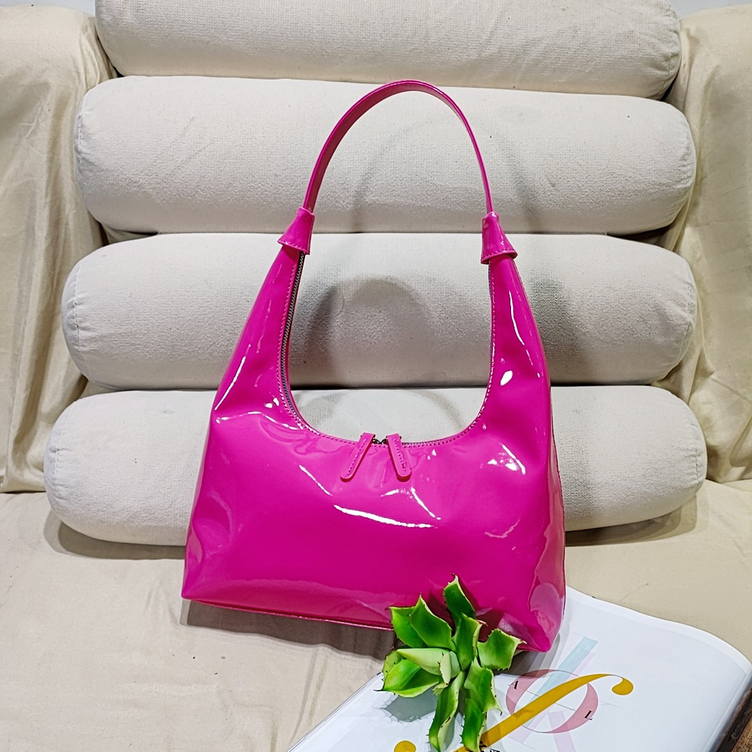 Retro Patent Leather Baguette Bag