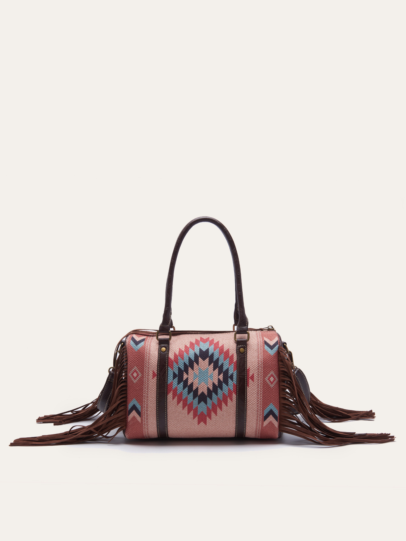 Retro Linen Cotton Fringe Print Crossbody Bag