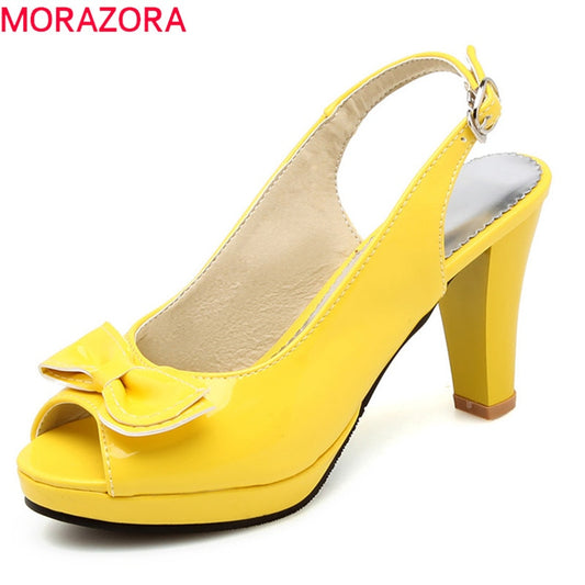 MORAZORA 2022 hot sale women sandals sweet peep toe party wedding shoes simple buckle summer shoes platform high heels shoes