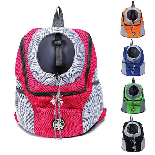 Puppy Kitten Carry Bag Double Shoulder Portable Travel Backpack Outdoor Pet Dog Carrier Bag Pet Dog Front Bag Mesh Backpack Head