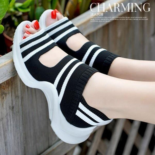 Women sandals 2022 summer shoes woman knitting breathable sandals wedges platform sandals lady comfortable shoes