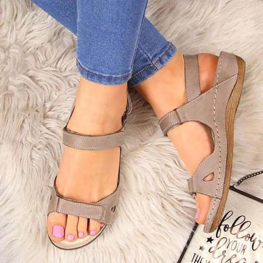 Summer Woman Sandals New College Style Ladies Sandals Low Heel Wedge Casual Women Shoes Fashion Leather New Shoes For Femme