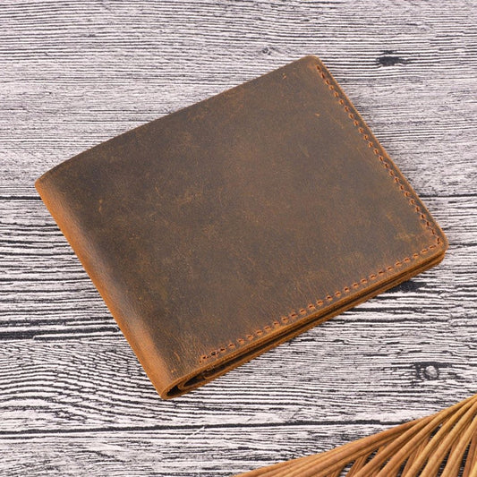 Handmade Personalised Leather Wallet for Men Slim Breif Men Wallets Short Vintage Retro Manmade Wallet Money Bags