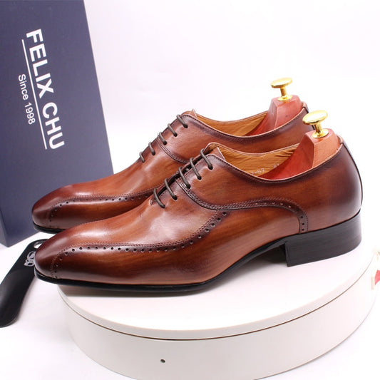 Size 38-47 High Quality Mens Formal Shoes Leather Luxury Party Wedding Male Shoes Lace Up Pointed Oxford Business Shoes for Men