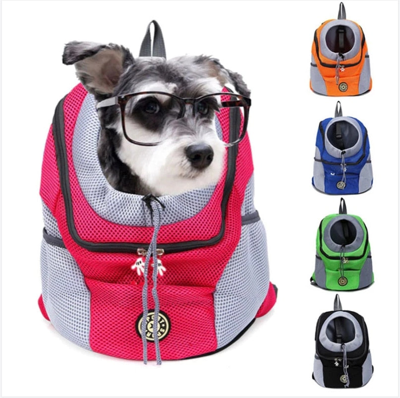 Double Shoulder Portable Travel Backpack Outdoor Pet Dog Carrier Bag Pet Dog Front Bag Mesh Backpack (S--L)