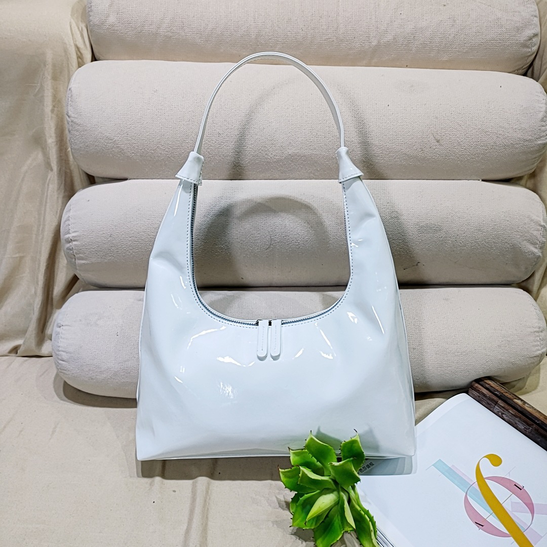 Retro Patent Leather Baguette Bag