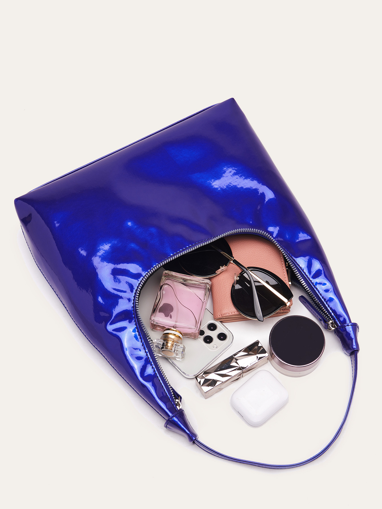 Retro Patent Leather Baguette Bag