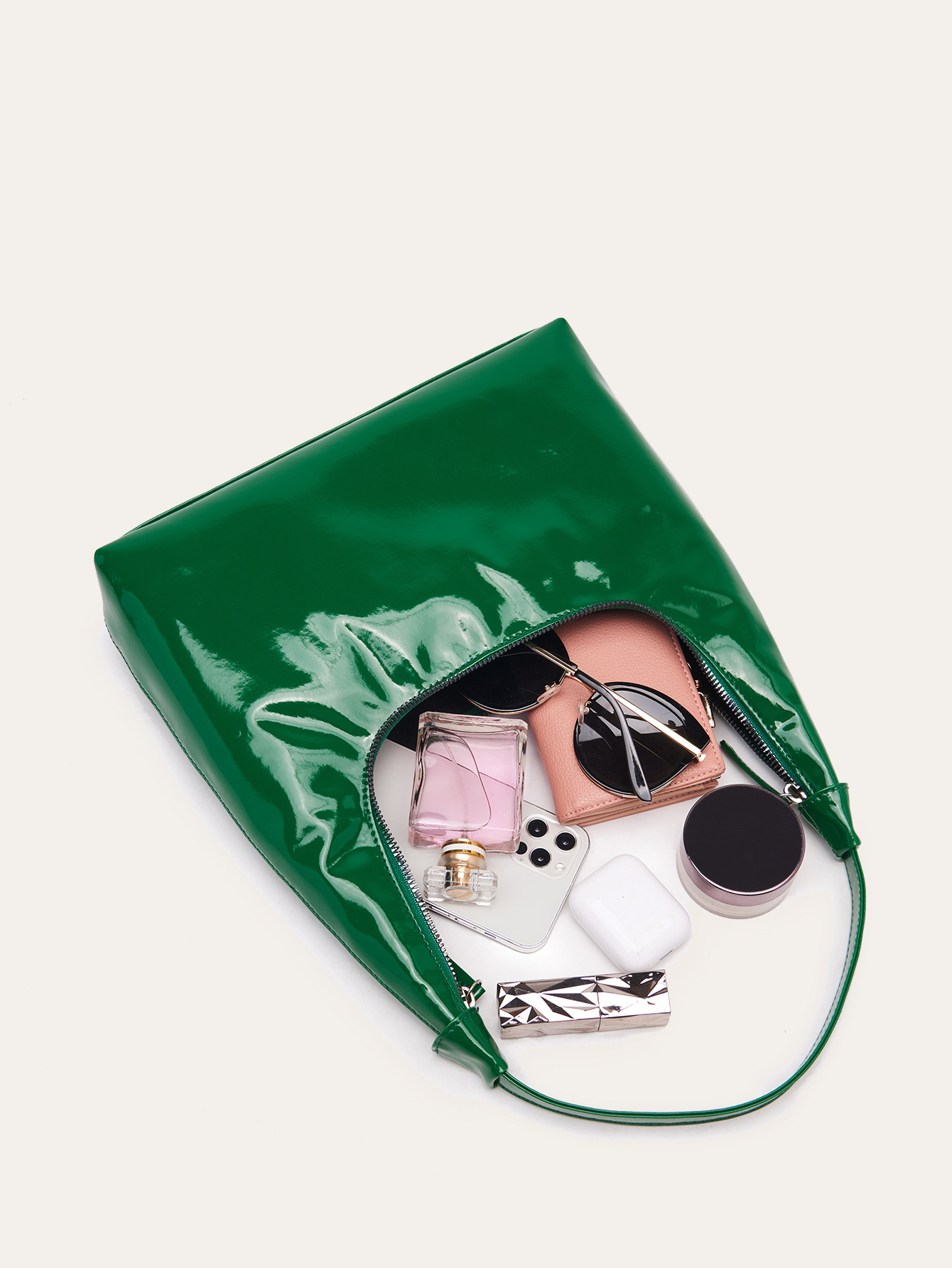 Retro Patent Leather Baguette Bag