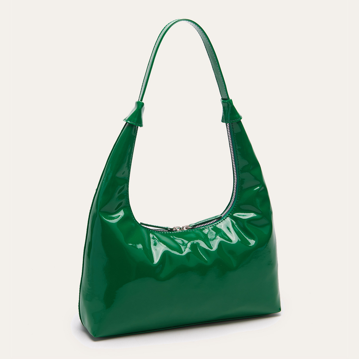 Retro Patent Leather Baguette Bag