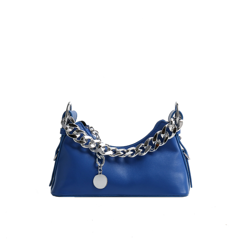 Women's Solid Color Chain Handle Baguette Bags