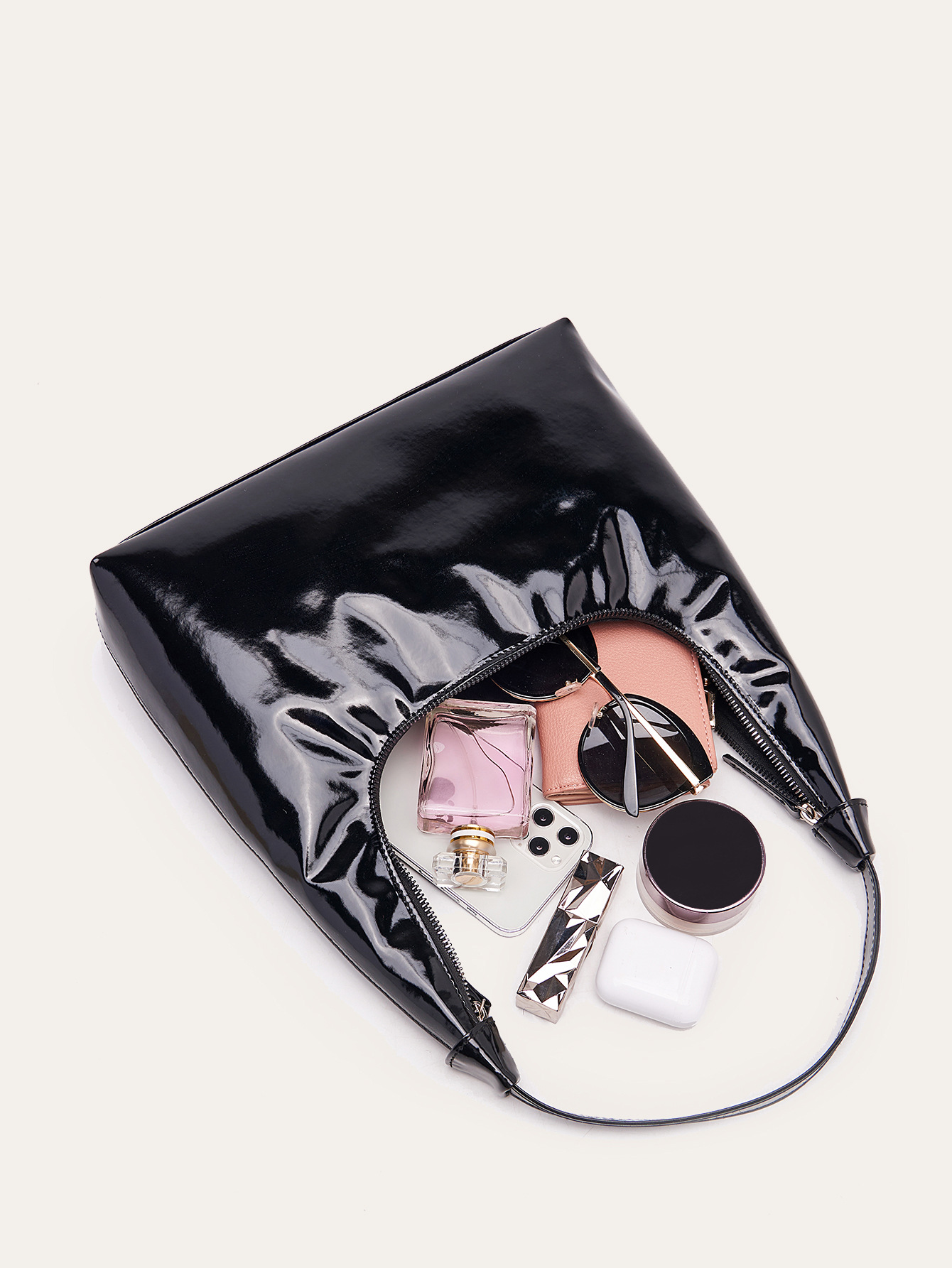 Retro Patent Leather Baguette Bag