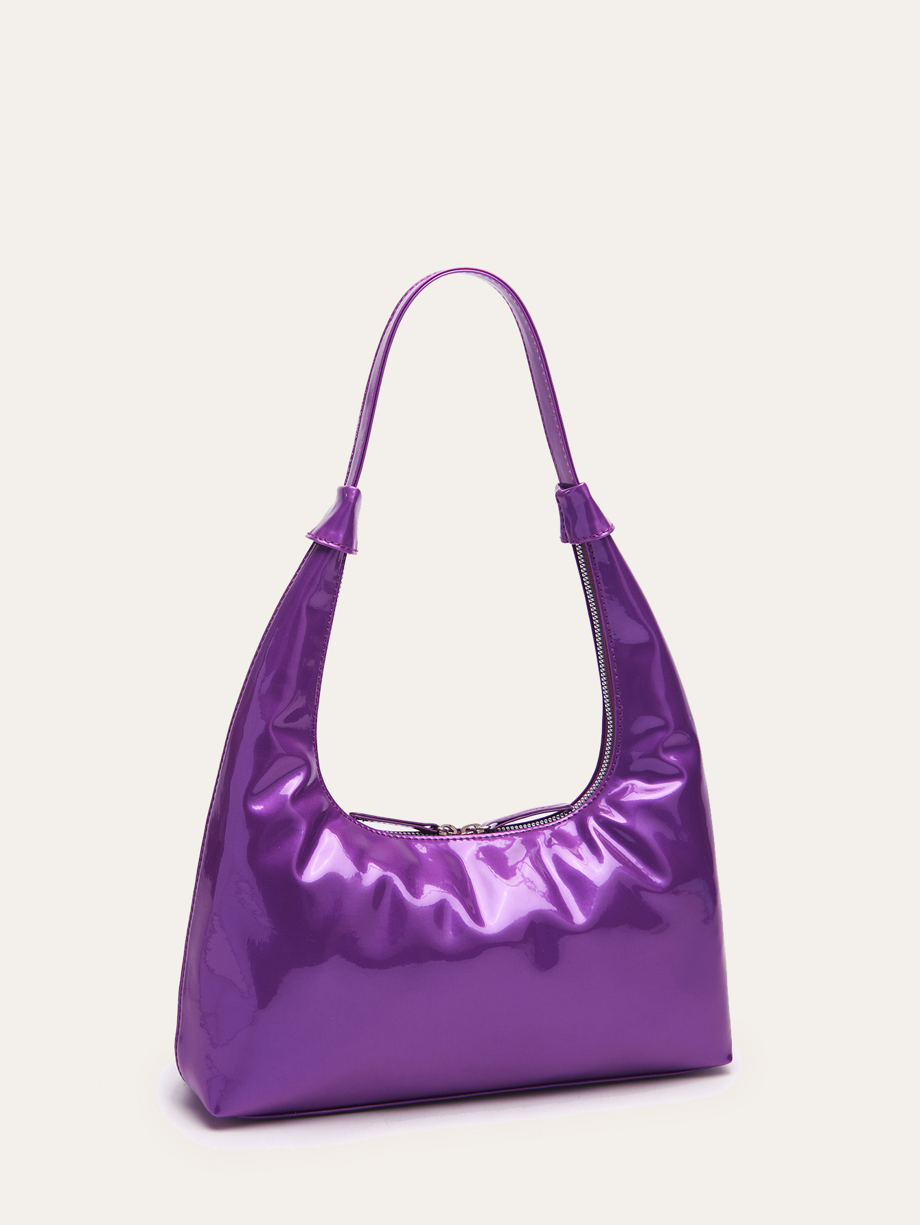Retro Patent Leather Baguette Bag
