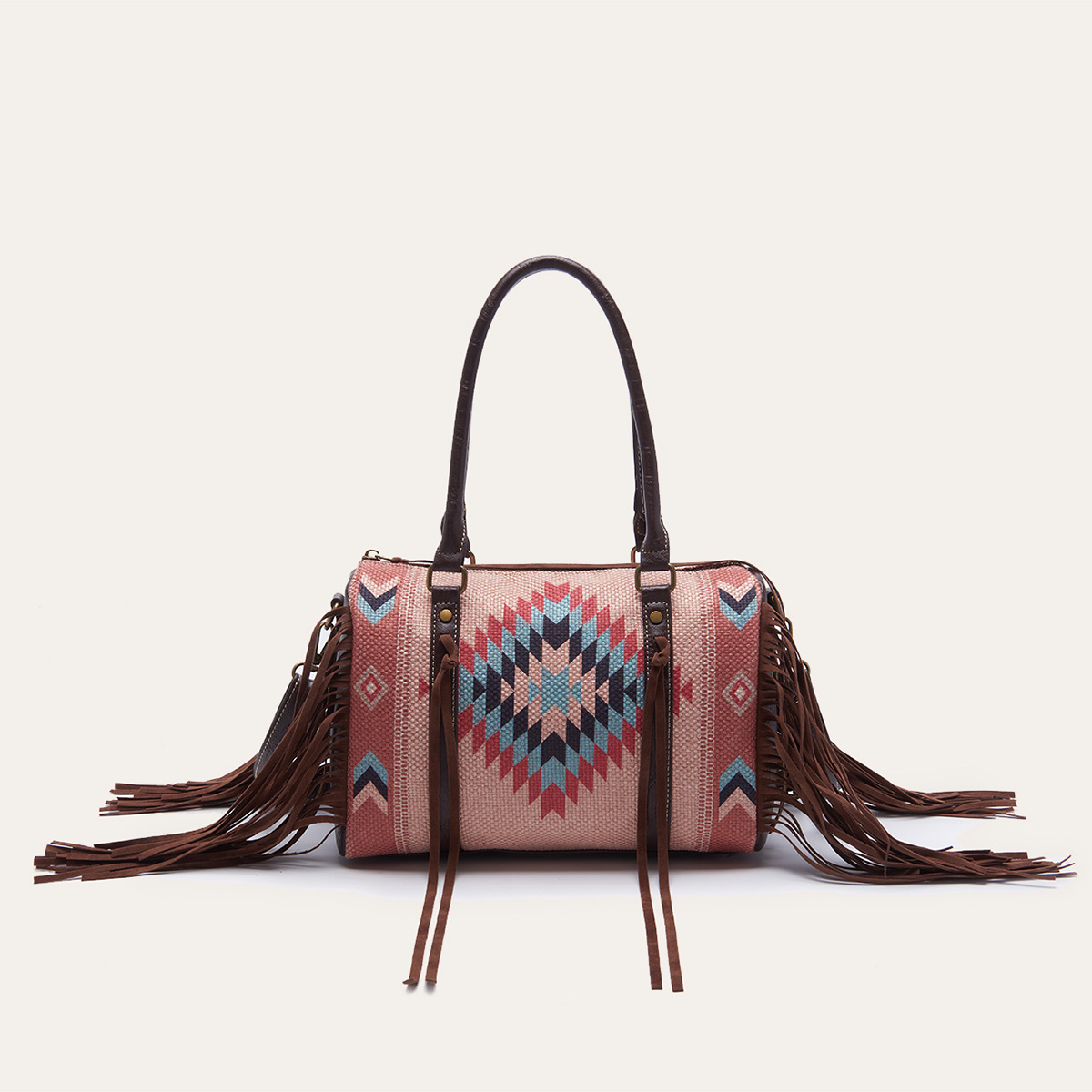 Retro Linen Cotton Fringe Print Crossbody Bag