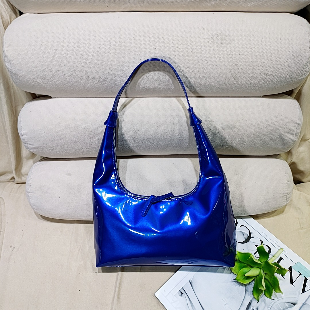 Retro Patent Leather Baguette Bag