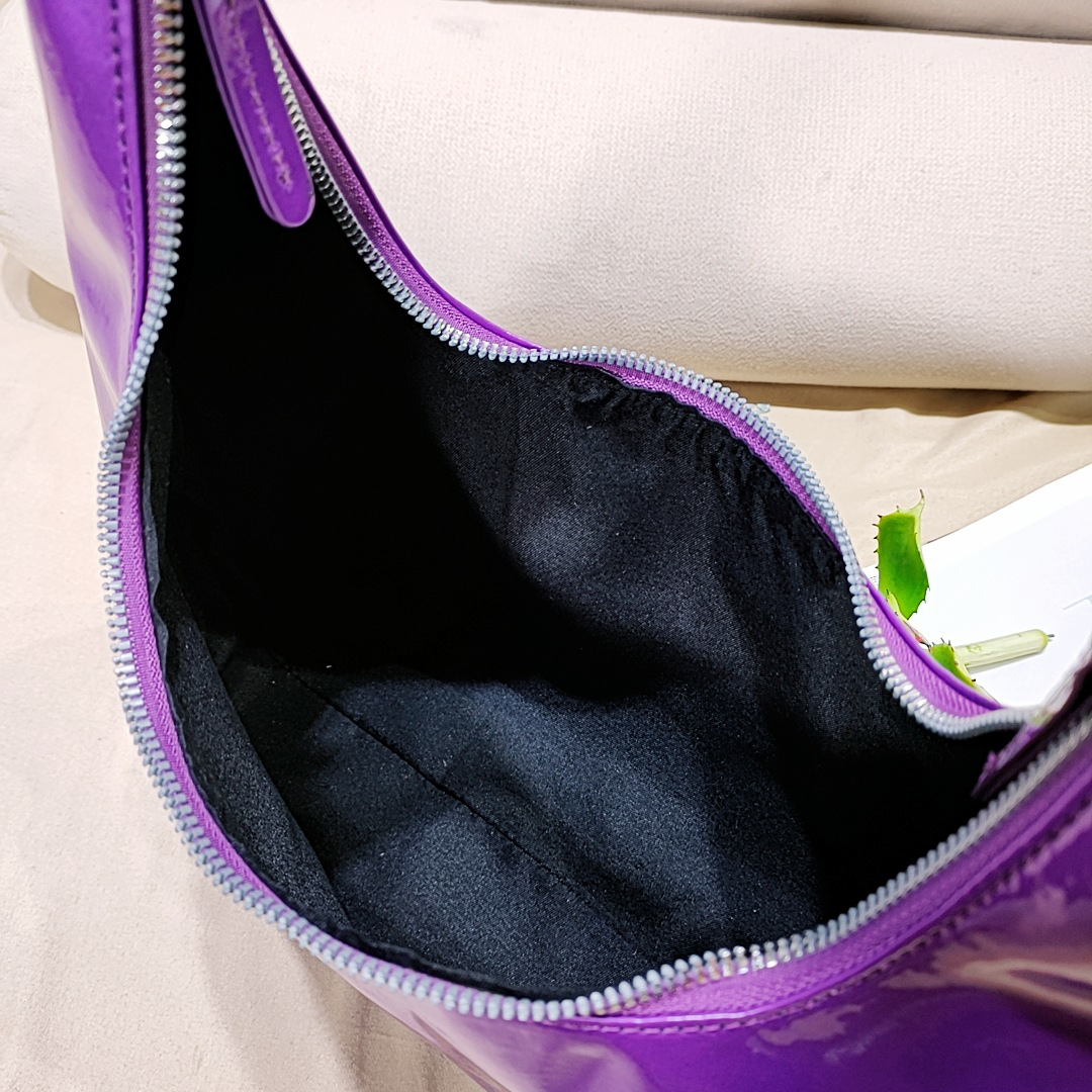 Retro Patent Leather Baguette Bag