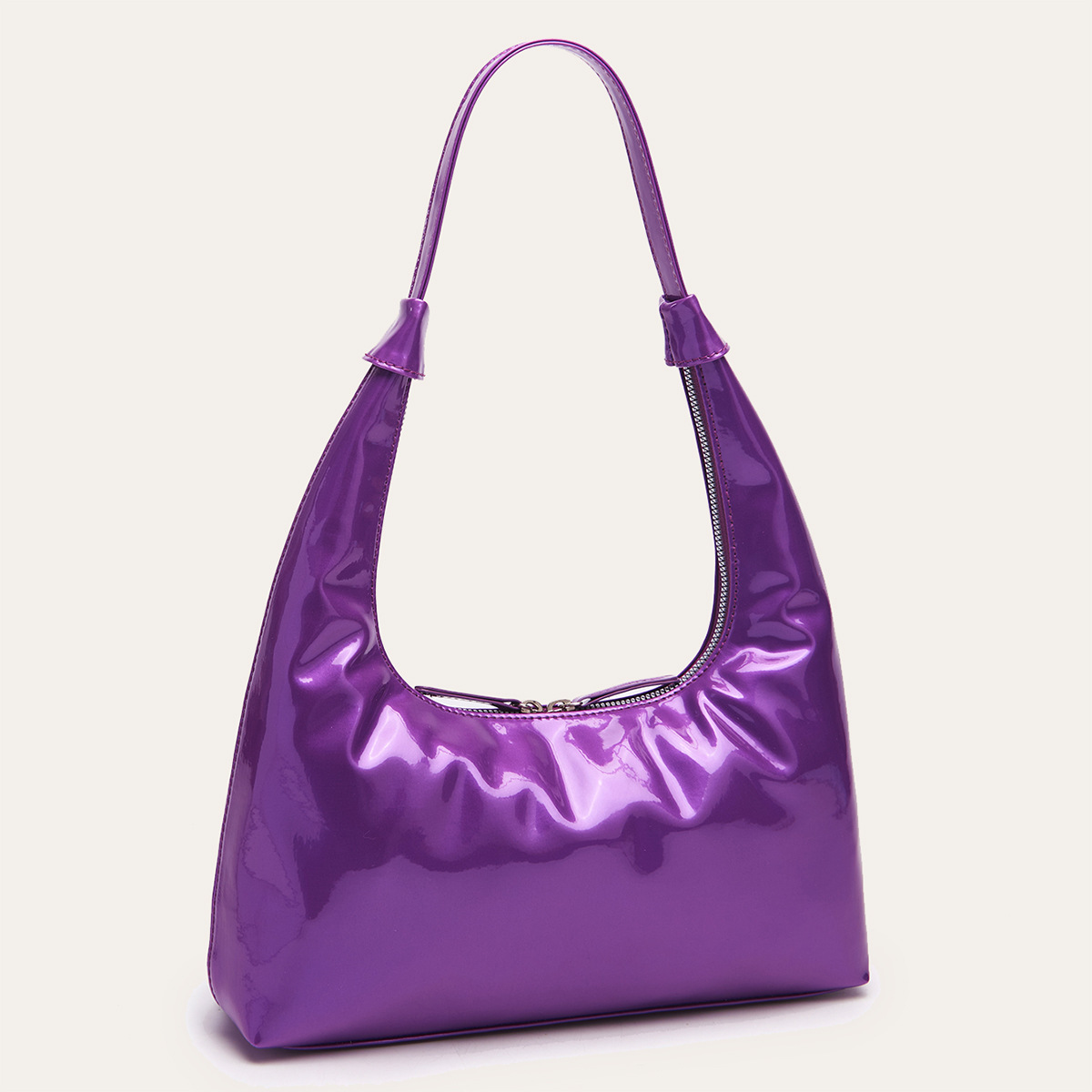 Retro Patent Leather Baguette Bag
