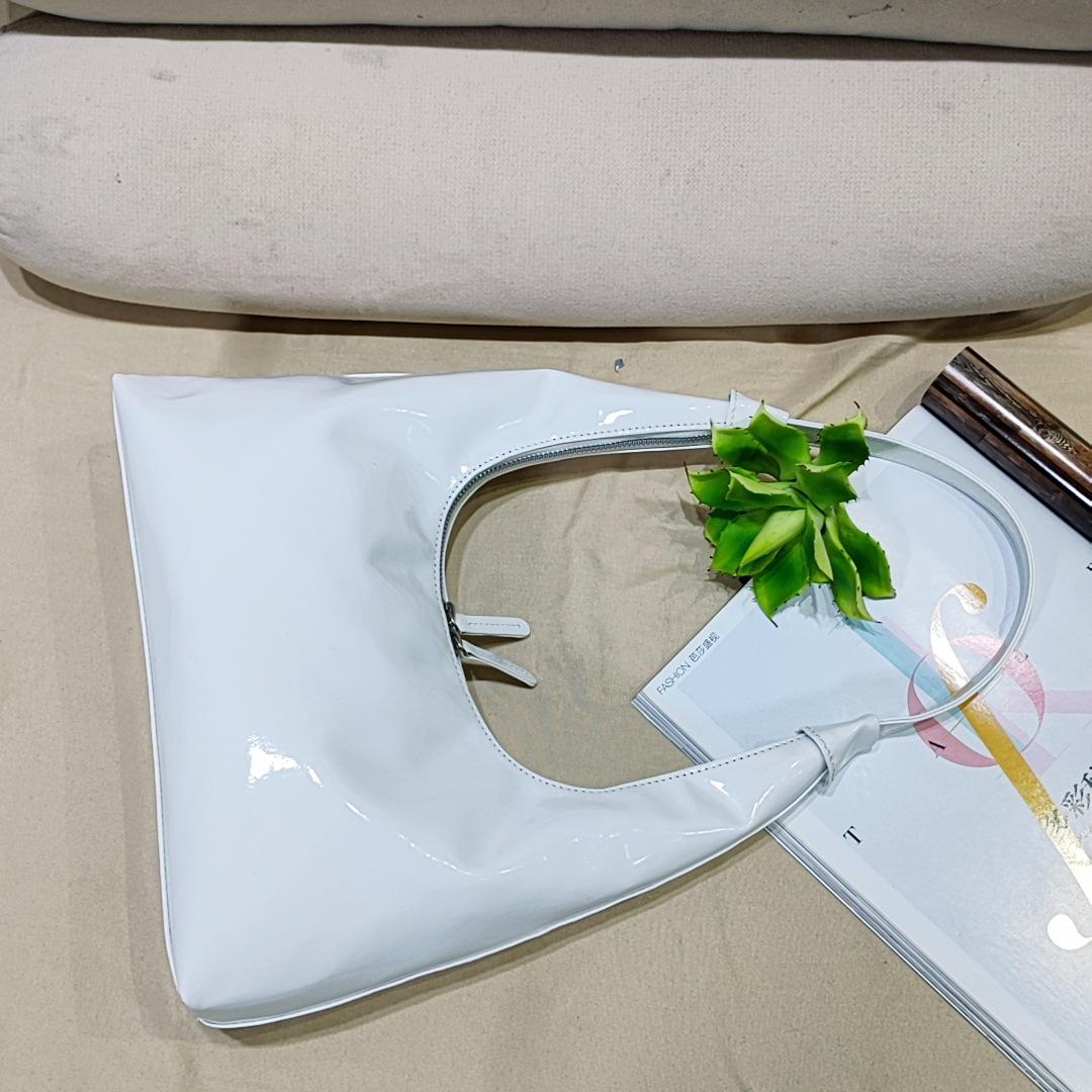 Retro Patent Leather Baguette Bag