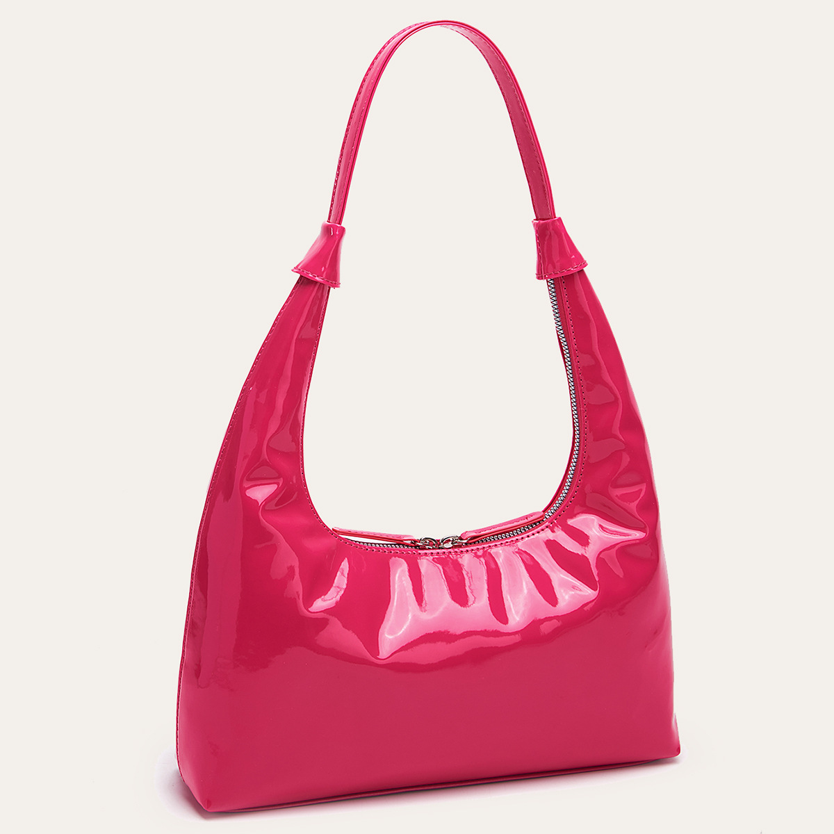 Retro Patent Leather Baguette Bag