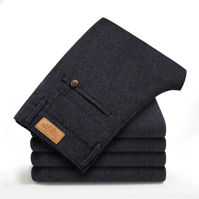 Classic Style Men's Casual Pants Business Fashion Black Blue Elastic Regular Fit Brand Trousers High Quality Clothes