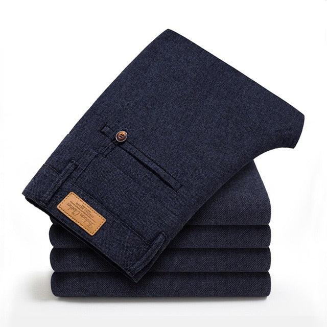 Classic Style Men's Casual Pants Business Fashion Black Blue Elastic Regular Fit Brand Trousers High Quality Clothes