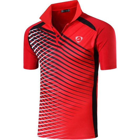 jeansian Men's Sport Tee Polo Shirts POLOS Poloshirts Golf Tennis Badminton Dry Fit Short Sleeve LSL243 Red2