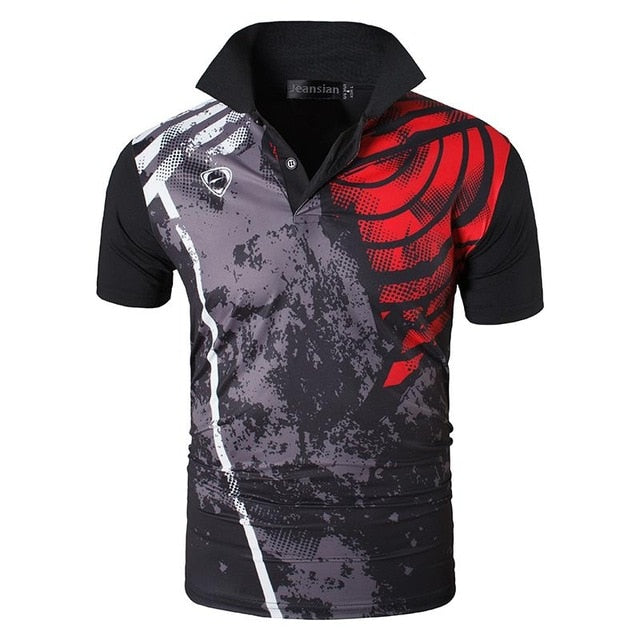 jeansian Men's Sport Tee Polo Shirts POLOS Poloshirts Golf Tennis Badminton Dry Fit Short Sleeve LSL243 Red2