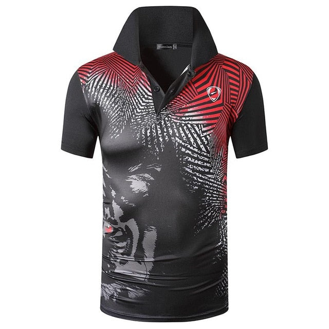 jeansian Men's Sport Tee Polo Shirts POLOS Poloshirts Golf Tennis Badminton Dry Fit Short Sleeve LSL243 Red2