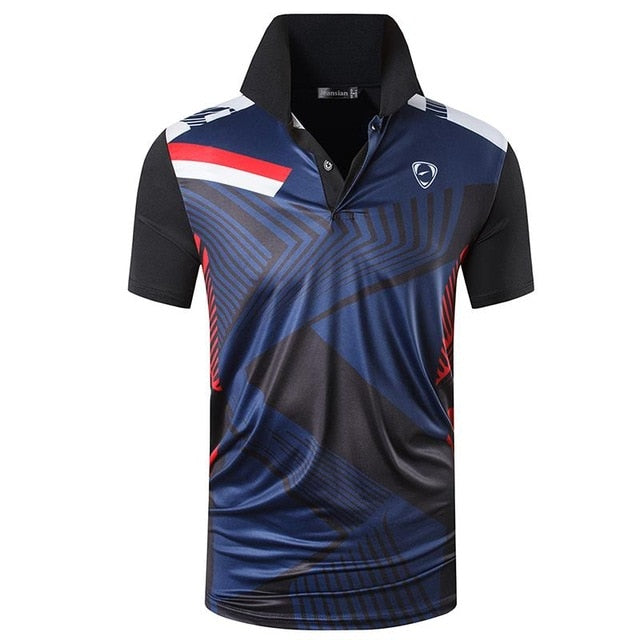 jeansian Men's Sport Tee Polo Shirts POLOS Poloshirts Golf Tennis Badminton Dry Fit Short Sleeve LSL243 Red2