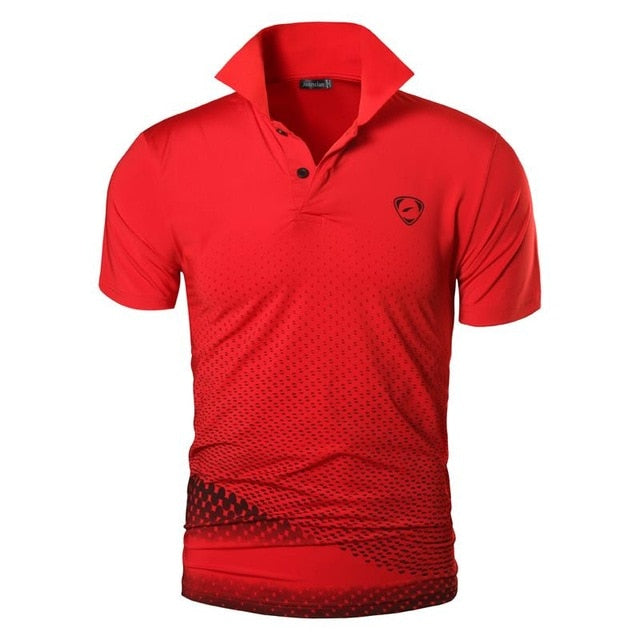 jeansian Men's Sport Tee Polo Shirts POLOS Poloshirts Golf Tennis Badminton Dry Fit Short Sleeve LSL243 Red2