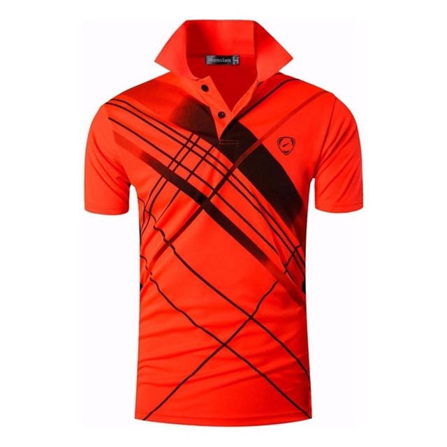 jeansian Men's Sport Tee Polo Shirts POLOS Poloshirts Golf Tennis Badminton Dry Fit Short Sleeve LSL243 Red2