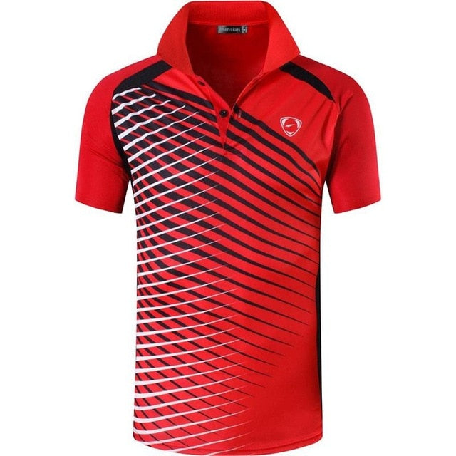 jeansian Men's Sport Tee Polo Shirts POLOS Poloshirts Golf Tennis Badminton Dry Fit Short Sleeve LSL243 Red2