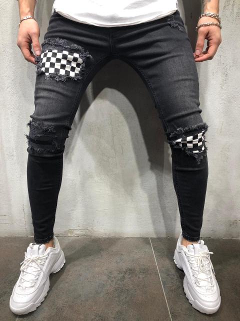 Fashion Men Skinny Jeans Stretchy Denim Slim Long Camouflage Pants Frayed Rip Bike Men Ripped Jeans 20 styles