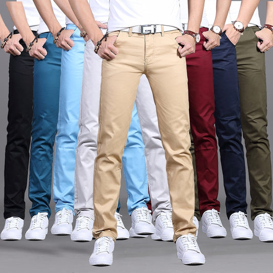 Spring autumn New Casual Pants Men Cotton Slim Fit Chinos Fashion Trousers Male Brand Clothing 9 colors Plus Size 28-38