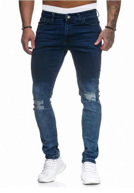 Fashion Men Skinny Jeans Stretchy Denim Slim Long Camouflage Pants Frayed Rip Bike Men Ripped Jeans 20 styles