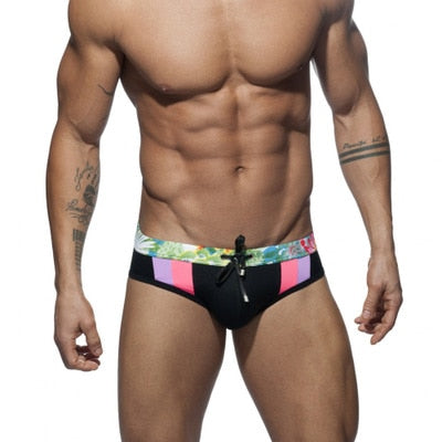 Push Pad swimwear Men Printing Bathing Suit Swimming Briefs Low Waist Swimsuit Summer Men's Swim Trunks Quick Drying Beachwear