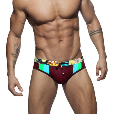 Push Pad swimwear Men Printing Bathing Suit Swimming Briefs Low Waist Swimsuit Summer Men's Swim Trunks Quick Drying Beachwear