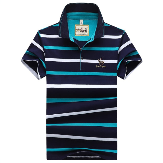 polo shirt men high quality mens polo shirt 95%cotton Short-sleeved embroidered stripes business casual mens polo shirt 3631