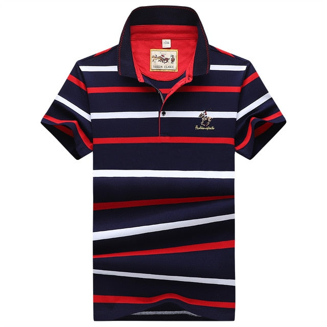 polo shirt men high quality mens polo shirt 95%cotton Short-sleeved embroidered stripes business casual mens polo shirt 3631