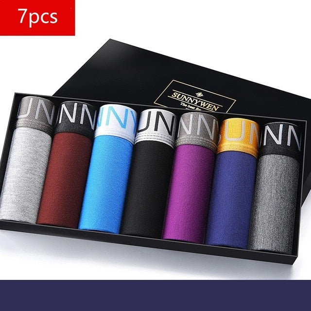 7PCS/Lot Men Panties Shorts Underwear Boxer Shorts Men's sexy underwear High quality men's underwear Pouch