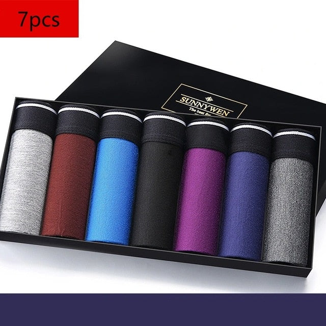 7PCS/Lot Men Panties Shorts Underwear Boxer Shorts Men's sexy underwear High quality men's underwear Pouch