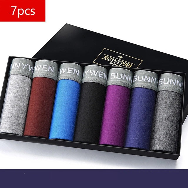 7PCS/Lot Men Panties Shorts Underwear Boxer Shorts Men's sexy underwear High quality men's underwear Pouch