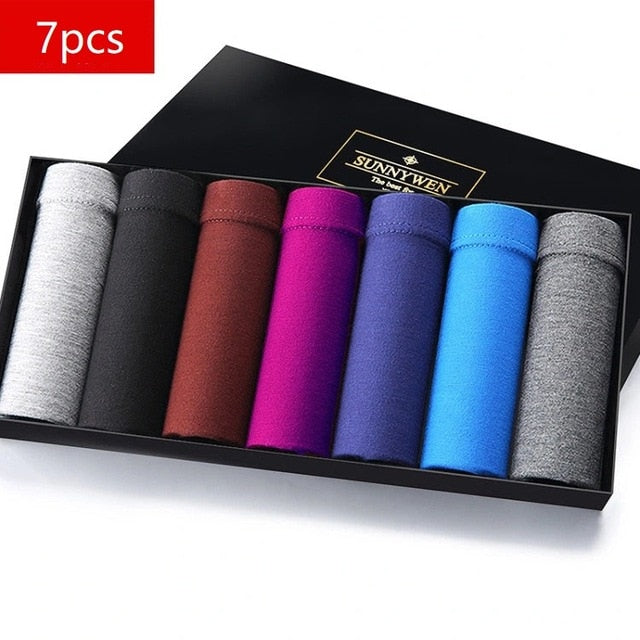 7PCS/Lot Men Panties Shorts Underwear Boxer Shorts Men's sexy underwear High quality men's underwear Pouch