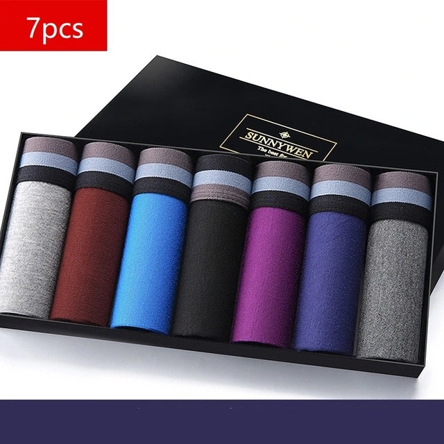 7PCS/Lot Men Panties Shorts Underwear Boxer Shorts Men's sexy underwear High quality men's underwear Pouch